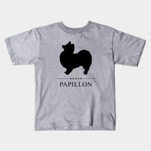 Papillon Black Silhouette Kids T-Shirt